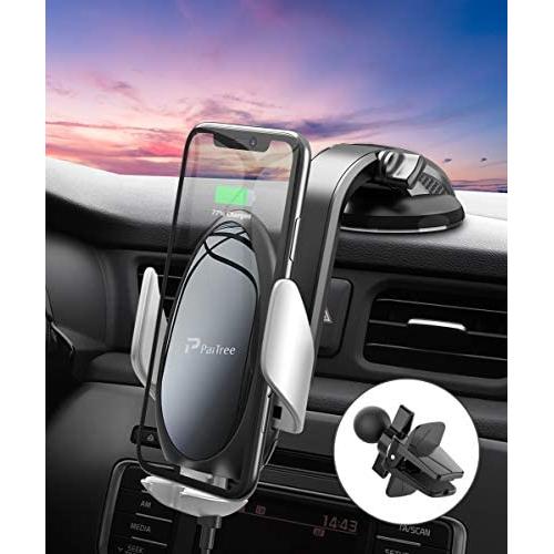 Wireless Car Charger Mount, PaiTree [Power Storage Technology] Automatic Sensor Car Phone Holder and Charger for Car Dashboard Air Vent, 10W Qi Fast Charging for iPhone 11 Pro Max/XS/XR, Samsung S10+