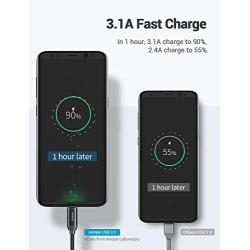 USB-C Cable Fast Charging 3A Fast Charge 2 PK/6.6FT, AINOPE USB-A to Type-C Charger Cable,Durable Braided Armor C Cord Compatible Samsung Galaxy Note 9 8 S9 S8 S8 Plus S10,LG V30,V20,G6 (Black)