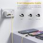 Melonboy Magnetic Charging Cable(2 Pack, 3.3ft/6.6ft), Soft & Tangle-Free Liquid Silicone Cable, 3 in 1 Magnetic Phone Charger Cable Compatible with Type-C, Micro USB and iProduct Devices - Yellow