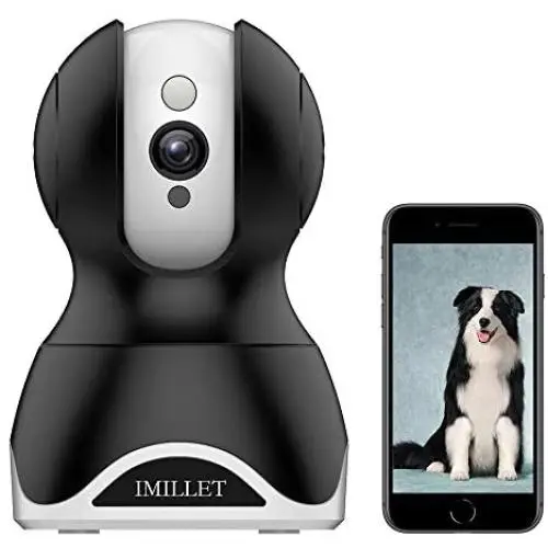 IMILLET WiFi Pet Camera Dog Camera with Phone App FHD Indoor Cat Camera Pet Monitor Night Vision 2 Way Audio Motion Detection (Black)