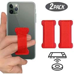 [2PC] WUOJI Finger Strap Phone Holder - Ultra Thin Anti-Slip Universal Cell Phone Grips Band Holder for Back of Phone（Red）