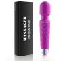 Personal Wand Massager with 8 Speeds 20 Vibration Modes USB Cordless Rechargeable Handheld Waterproof Powerful Massager Portable for Neck Back Shoulder Foot with Travel Bag - Purple