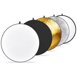 Neewer 43 Inch/110 Centimeter Light Reflector 5-in-1 Collapsible Multi-Disc with Bag - Translucent, Silver, Gold, White and Black for Studio Photography Lighting and Outdoor Lighting