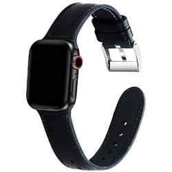 Hoomer Watch Band Compatible with Apple Watch Band 38mm 40mm 42mm 44mm for Men and Women,Leather and PTU Replacement Strap for iWatch Series 5/4/3/2/1 (Black, 38mm/40mm)