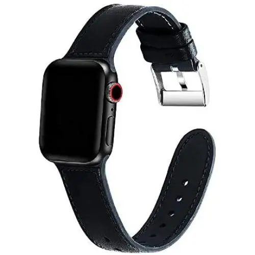 Hoomer Watch Band Compatible with Apple Watch Band 38mm 40mm 42mm 44mm for Men and Women,Leather and PTU Replacement Strap for iWatch Series 5/4/3/2/1 (Black, 38mm/40mm) Hoomer Watch Band Compatible with Apple Watch Band 38mm 40mm 42mm 44mm for Men and Women,Leather and PTU Replacement Strap for iWatch Series 5/4/3/2/1 (Black, 38mm/40mm)
