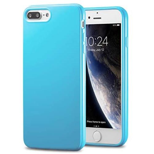 TENOC Phone Case Compatible for Apple iPhone 8 Plus and iPhone 7 Plus 5.5 Inch, Slim Fit Cases Soft TPU Bumper Protective Cover, Glossy Light Blue