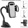 Crazefoto Cell Phone Holder for Car, Windshield Long Arm Car Phone Mount with One Button Design and Anti-Skid Base Car Holder Compatible with iPhone Xs MAX/XS/XR/X/8/7/7P/6s, Galaxy S6/S7/S8,Google