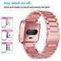 Jiarusig Compatible Fitbit Versa/Versa Lite Edition/Versa 2 Bands, Stainless Steel Versa Smartwatch Metal Band for Men Women Replacement Wristband