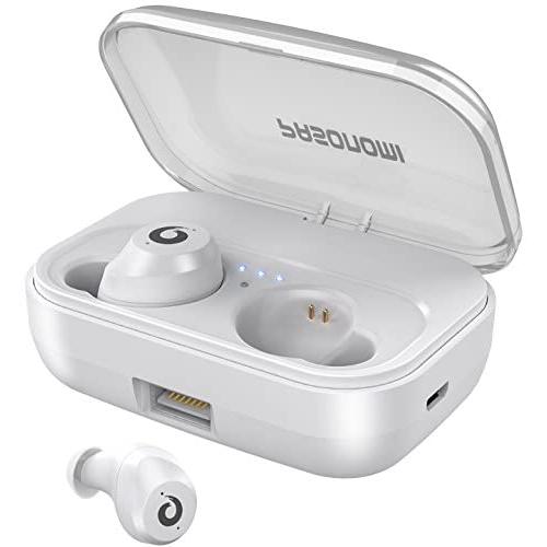 [2019 Version] Bluetooth Earbuds Wireless Headphones Bluetooth Headset Wireless Earphones IPX7 Waterproof Bluetooth 5.0 Stereo Hi-Fi Sound with 2200mA (White)