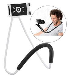 Flexible Long Arms Stand Clip Holder,Hanging on Neck Universal Mobile Phone Stand Loungers Bracket for Mobile Phone Tablet PC Desktop(White)