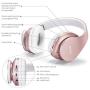 Bluetooth Headphones Wireless,MKay Girls Over Ear Headset V5.0 with Microphone, Foldable & Lightweight, Support Tf Card MP3 Mode and Fm Radio for Cellphones Laptop TV-Rose Gold