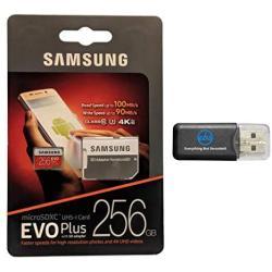 Samsung 256GB Micro SDXC EVO Plus (MB-MC256GA) Bundle Class 10 UHS-1 works with Samsung Galaxy Note 9, S9, S9+, S8, S7 Edge Cell Phones with Everything But Stromboli (TM) Card Reader