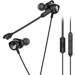 Gaming Earbuds, Noise Cancelling Stereo Bass in-Ear Headphones with Detachable Microphone and Volume Control, Wired Gaming Earphone with 3.5 MM Vertical Plug for PC, Laptop and Smart Phone (Black)