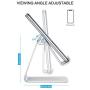 Adjustable Cell Phone Stand, OMOTON Aluminum Desktop Cellphone Stand with Anti-Slip Base and Convenient Charging Port, Fits All Smart Phones, Silver