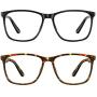 Blue Light Blocking Glasses Women/Men, PengSer Fashion Lightweight Frame Computer Eye Glasses Anti Eyestrain & UV Glare for Gaming & Reading, 2-Pack (Leopard & Black)