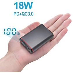 Portable Power Bank Chargers 10000mAh Type C PD 18W and 2 USB QC 3.0 Ports Small External Battery Packs LCD Display for iPhone iPad Huawei Samsung Android Mobile Phone Nintendo Switch Tablets