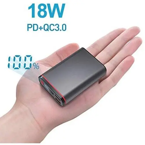 Portable Power Bank Chargers 10000mAh Type C PD 18W and 2 USB QC 3.0 Ports Small External Battery Packs LCD Display for iPhone iPad Huawei Samsung Android Mobile Phone Nintendo Switch Tablets Portable Power Bank Chargers 10000mAh Type C PD 18W and 2 USB QC 3.0 Ports Small External Battery Packs LCD Display for iPhone iPad Huawei Samsung Android Mobile Phone Nintendo Switch Tablets