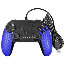 Powtree USB Wired Controller Compatible with Nintendo Switch/PS3/Windows/PC/Android Game Controllers with Gyro Axis Motion Controls Vibration Sense Video Game Accessories - 2 Pack (Blue)