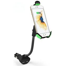 Car Phone Mount, Vansky Gooseneck Car Charger Holder Cradle Mount with Dual USB 3.1A Max Charging Ports for iPhone X/8 Plus/7 Plus/7/6/6S,Samsung Galaxy S5/S6/S7/S8, Google Nexus, Huawei