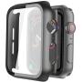 Misxi Black Hard Case Compatible with Apple Watch Series 5 Series 4 44mm with Screen Protector, Hard PC Case Slim Tempered Glass Screen Protector Overall Protective Cover for iwatch Series 5/4