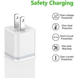 Phone Charger 10ft Cable with Wall Plug (Pack of 4), DECIPA Dual USB Wall Charger Adapter Block Cube with Charging Cord Replacement for iPhone Xs/Xs Max/XR/X 8/7/6/6S Plus SE/5S/5C, Pad, Pod