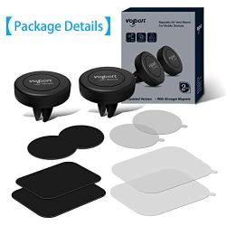 Magnetic Phone Car Mount Vent Strong 2 Pack, VOLPORT Universal Air Vent Magnetic Car Mount Airvent Clip Magnet Cell Phone Holder for Car with Mount Metal Plates Compatible for iPhone 11, Galaxy S10