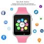Padgene Bluetooth Smartwatch,Touchscreen Wrist Smart Phone Watch Sports Fitness Tracker with SIM SD Card Slot Camera Pedometer Compatible with iPhone iOS Android for Kids Men Women (Pink)