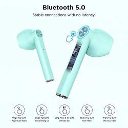 LETSCOM Wireless Earbuds, Bluetooth 5.0 Earbuds in Ear True Wireless Stereo Headphones, 20Hrs Playtime with Charging Case, Bluetooth Earbuds with Built-in Microphone for Sports and Work - Green