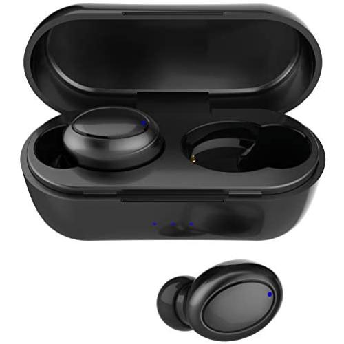 True Wireless Earbuds, Vaupan Bluetooth 5.0 Earphones with Charging Case in-Ear Ear Buds Easy-Pairing IPX5 Waterproof Stereo Calls Pumping Bass Headphones with Mic, Touch Controls for Sport (Black)