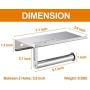 ALHAKIN Toilet Paper Holder with Shelf, Stainless Steel Toilet Roll Holder, Wall Mounted Bathroom Tissue Holder
