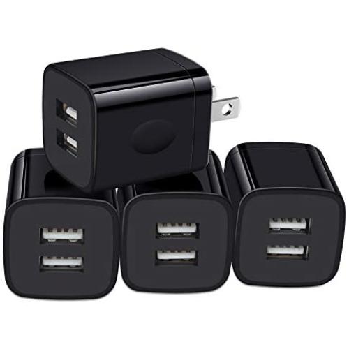 USB Wall Charger, Charger Box, NonoUV 4-Pack Dual Port Fast Charging Block Cube Plug Compatible with iPhone 11 Pro XR XS X 8 7 6 Plus, iPad, Samsung Galaxy S20+ S10 S9 Note 10 9, LG, Android, Kindle