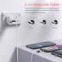 Melonboy Magnetic Charging Cable(2 Pack, 3.3ft/6.6ft), Soft & Tangle-Free Liquid Silicone Cable, 3 in 1 Magnetic Phone Charger Cable Compatible with Type-C, Micro USB and iProduct Devices - Pink