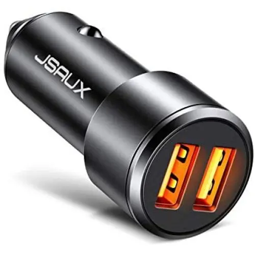 Car Charger, JSAUX Quick Charge 3.0 3A Dual USB Ports 36W Fast Car Adapter Metal Compatible with Samsung Galaxy S10 S9 S8 S20 Plus Note 10 9 8 S7, iPhone Xs Max XR X 8 7 6, iPad, LG G6 V20, Moto Black Car Charger, JSAUX Quick Charge 3.0 3A Dual USB Ports 36W Fast Car Adapter Metal Compatible with Samsung Galaxy S10 S9 S8 S20 Plus Note 10 9 8 S7, iPhone Xs Max XR X 8 7 6, iPad, LG G6 V20, Moto Black