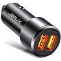 Car Charger, JSAUX Quick Charge 3.0 3A Dual USB Ports 36W Fast Car Adapter Metal Compatible with Samsung Galaxy S10 S9 S8 S20 Plus Note 10 9 8 S7, iPhone Xs Max XR X 8 7 6, iPad, LG G6 V20, Moto Black