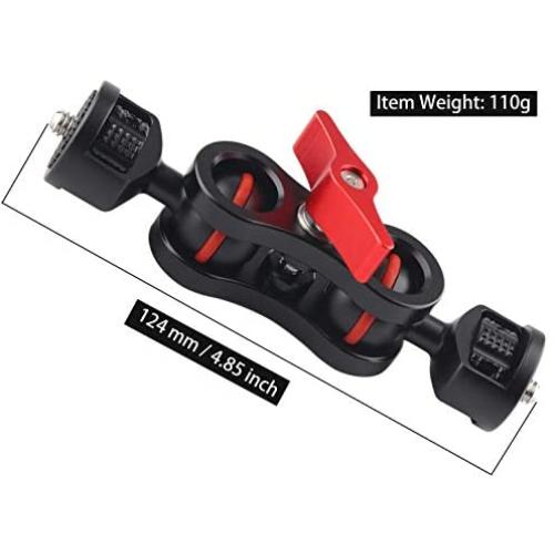 AFVO Articulating Magic Arm Field Monitor Mount with 1/4-20 Double Ballhead for 5/7" Camera Monitors Viewfinders (Stronger Version)
