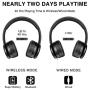 Picun P26 Bluetooth Headphones Over Ear Headset 40H Playtime Hi-Fi Stereo Wireless Headphones with Deep Bass Foldable Wired/Wireless/TF for Phone/TV Bluetooth 5.0 Wireless Earphones with Mic (Black)