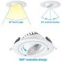 TORCHSTAR 4 Inch 12W Gimbal LED Recessed Lighting with Junction-Box, 90W Eqv. ETL & Energy Star Listed Dimmable Downlight, 950lm, CRI 90+, 3000K Warm White, 5 Years Warranty, Pack of 4