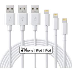 iPhone Charging Cable - MFi Certified Lightning Cable - Novtech 3Pack 3FT 6FT 9FT USB Charging Cable for iPhone 11 Pro XR Xs Max X 8Plus 7Plus 6S Plus 6 5S iPad and More - White