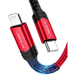 USB C to Lightning Cable 6FT, JSAUX [Apple MFi Certified] iPhone 11 Lightning to USB-C Fast Charging Cable Compatible with iPhone 11/11 Pro/11 Pro Max/X/XS/XR/XS/8/8 Plus, Supports Power Delivery-Red