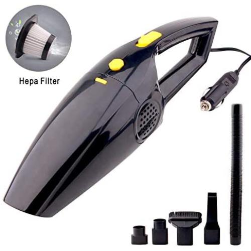 Handheld Car Vacuum Cleaner Cored High Power for Car Interior Cleaning Kit Dry Wet Lightweight Car Vac Portable 12V Black