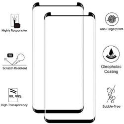 [2 Pack] Galaxy S8 Screen Protector, Case Friendly Anti-Scratch Anti-Bubble High Definition 3D Curved Tempered Glass Film Compatible for Samsung S8 Black