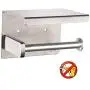 Toilet Paper Holder with Shelf, Self Adhesive Toilet Paper Roll Holder, Fits Mega Roll, Stainless Steel Tissue Roll Dispenser Storage Wall Mounted No Drilling (Brushed Nickel) Toilet Paper Holder with Shelf, Self Adhesive Toilet Paper Roll Holder, Fits Mega Roll, Stainless Steel Tissue Roll Dispenser Storage Wall Mounted No Drilling (Brushed Nickel)