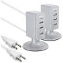 Multiple USB Charger (2 Pack), Overtime 3.1A 3-Port Desktop Charger Charging Station Multi Port Fast Wall Charger Hub Compatible with iPhone, iPad, Samsung, LG, Nexus, HTC and More – Silver