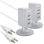 Multiple USB Charger (2 Pack), Overtime 3.1A 3-Port Desktop Charger Charging Station Multi Port Fast Wall Charger Hub Compatible with iPhone, iPad, Samsung, LG, Nexus, HTC and More – Silver