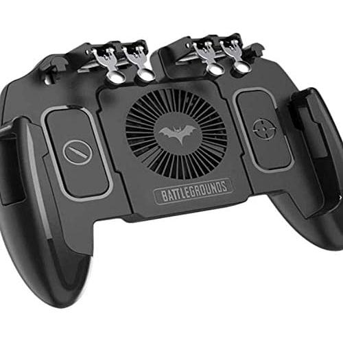 4 Trigger Mobile Game Controller with Cooling Fan Adjustable Stand for PUBG - Call of Duty - Fortnite - 6 Finger Mode L1R1 or L2R2 Gaming Grip