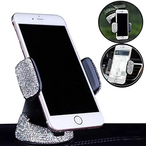 Forala Bling Bling Car Phone Mount with One More Air Vent Base Crystal Cell Phone Holder Universal Fit for Dashboard,Windshield and Air Vent Forala Bling Bling Car Phone Mount with One More Air Vent Base Crystal Cell Phone Holder Universal Fit for Dashboard,Windshield and Air Vent