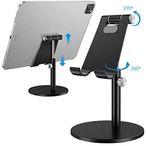 (2020 Upgraded Newest) Tablet Stand, Height Adjustable Desktop Stand Holder, 360 Degree Rotating Aluminum Alloy Cradle Mount Dock for iPhone, Samsung, Smartphone & iPad, Tablet etc (4-13 Screen)