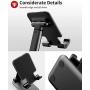 Cell Phone Stand, Angle Height Adjustable Cell Phone Stand for Desk, Fully Foldable Phone Holder, Tablet Stand, Case Friendly Compatible with All Mobile Phone/iPad/Kindle/Tablet (Black)