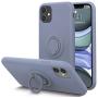 KUMEEK for iPhone 11 Case Fingerprint | Kickstand | Anti-Scratch | Microfiber Liner Shock Absorption Gel Rubber Full Body Protection Liquid Silicone Case for iPhone 11- Lavender Grey