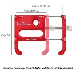 XOSS Bike Cellphone Holder, Mobile Support for Mountain Bike Bicycle Handlebar & Stem Cellphone Holder Aluminium Alloy Adjustable Mobile Phone Mount for Highway Vehicles (Black-Red Plus 6)